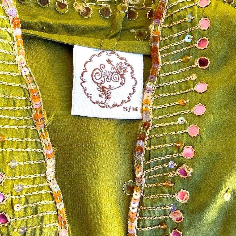 NWOT Sage vintage couture 100% premium silk sequined jacket - Picture 3 of 6